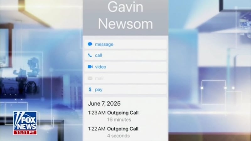 Screenshot of President Donald Trump's call log with California Governor Gavin Newsom