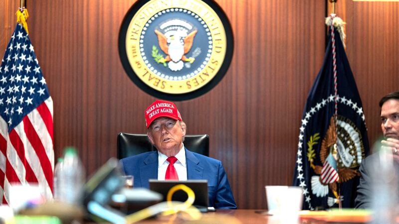 U.S. President Donald Trump holds a meeting in the Situation Room at the White House in Washington, D.C., U.S. June 21, 2025.