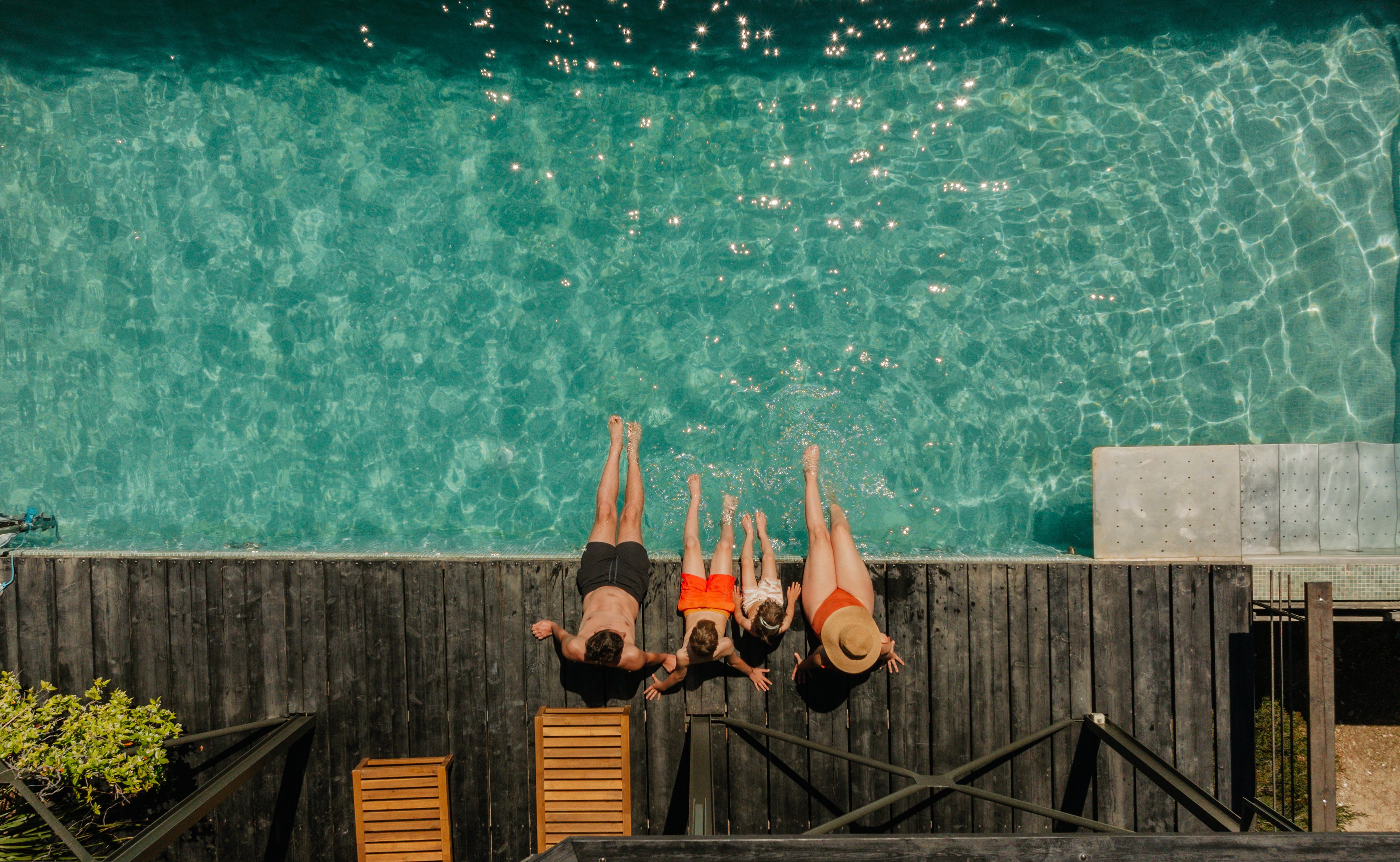 Family by pool