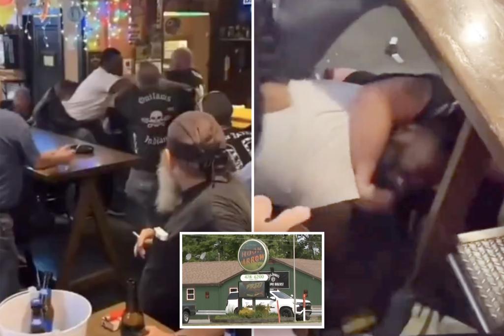 Video captures white men in biker-gang gear spewing racial slurs, beating black man in Indiana bar