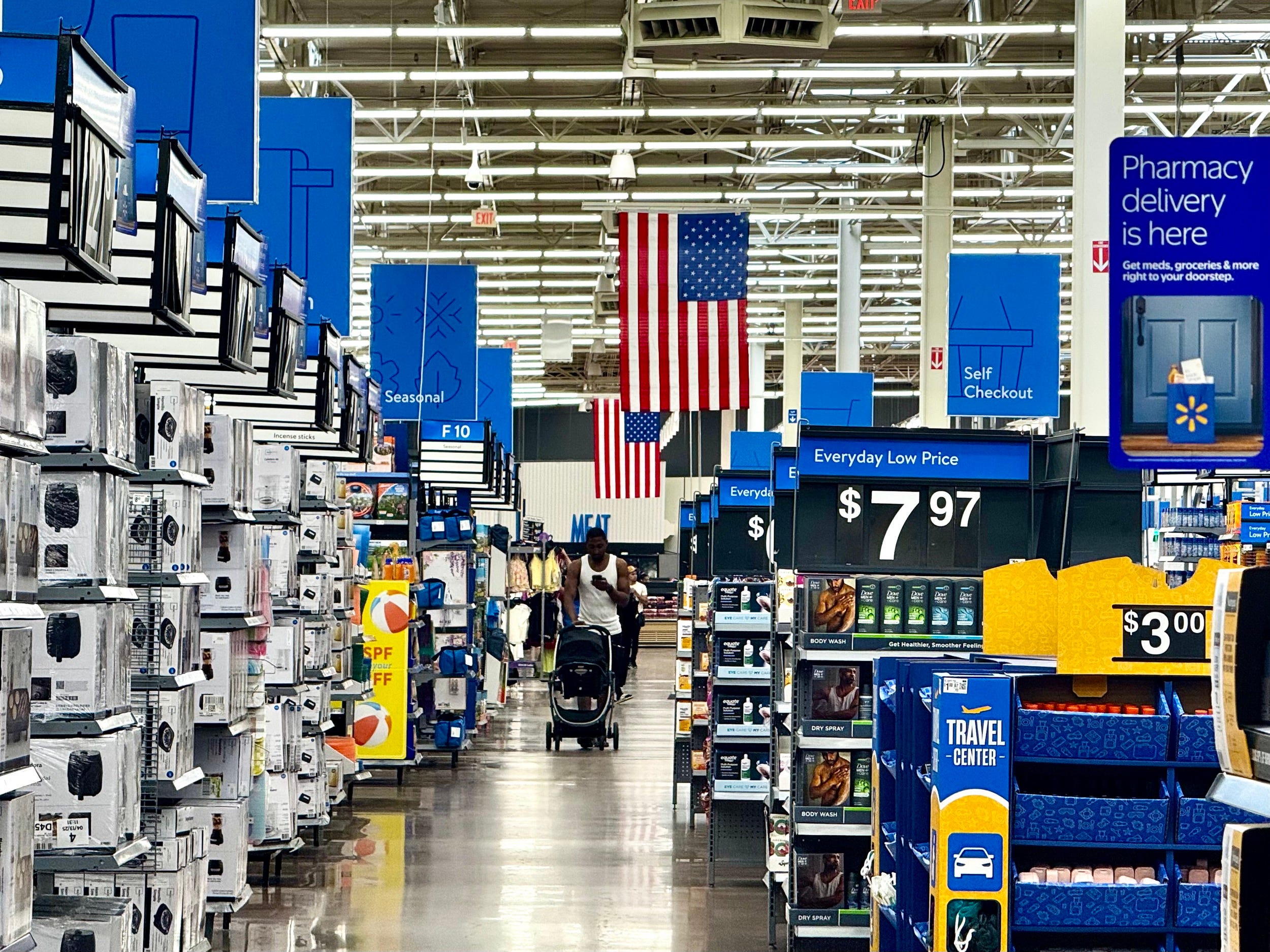 Walmart shoppers visit a store in Wisconsin.