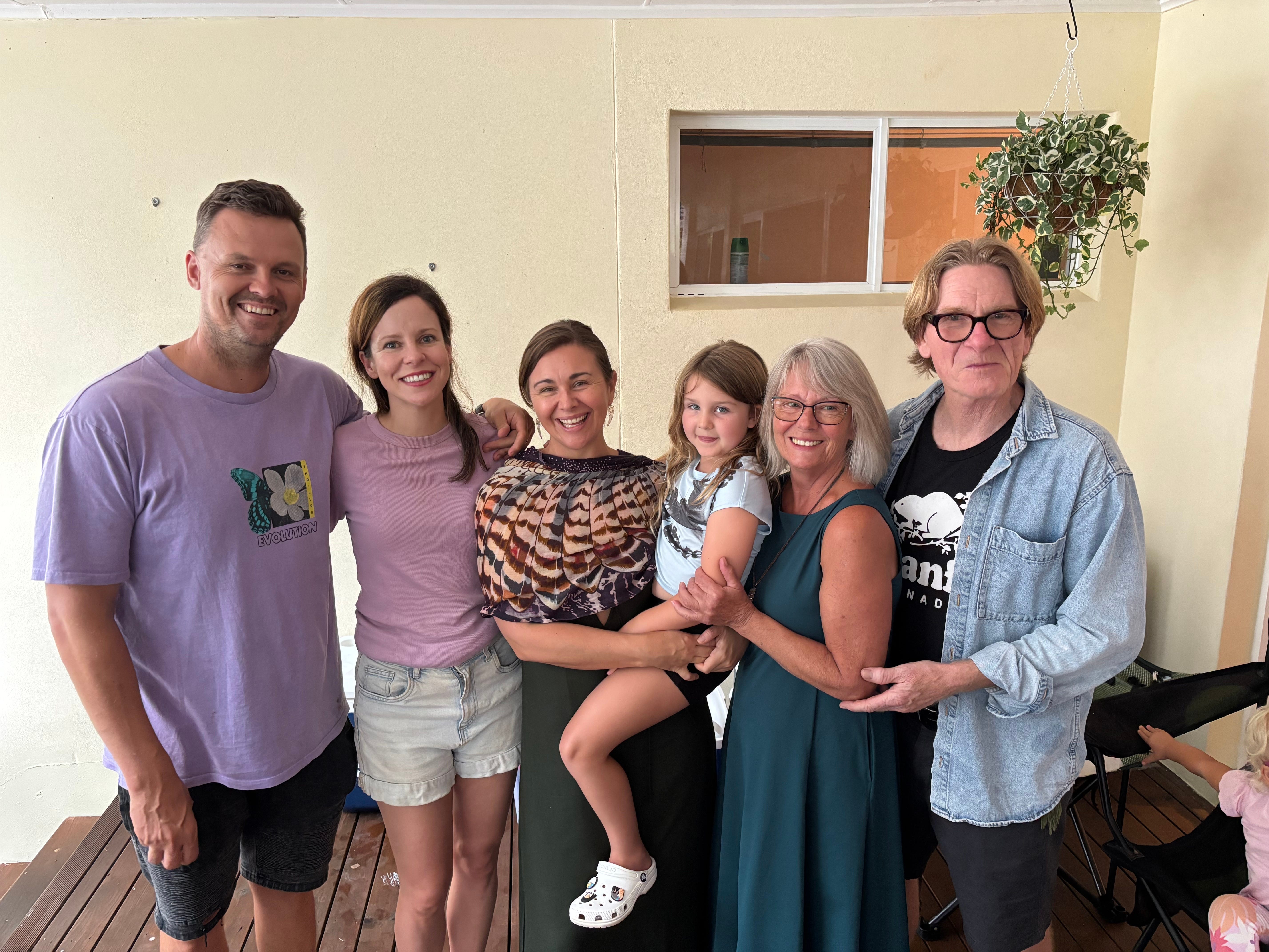 Melissa Noble (second from left) with Fern, Billy, their daughter Penny and grandchild in 2025