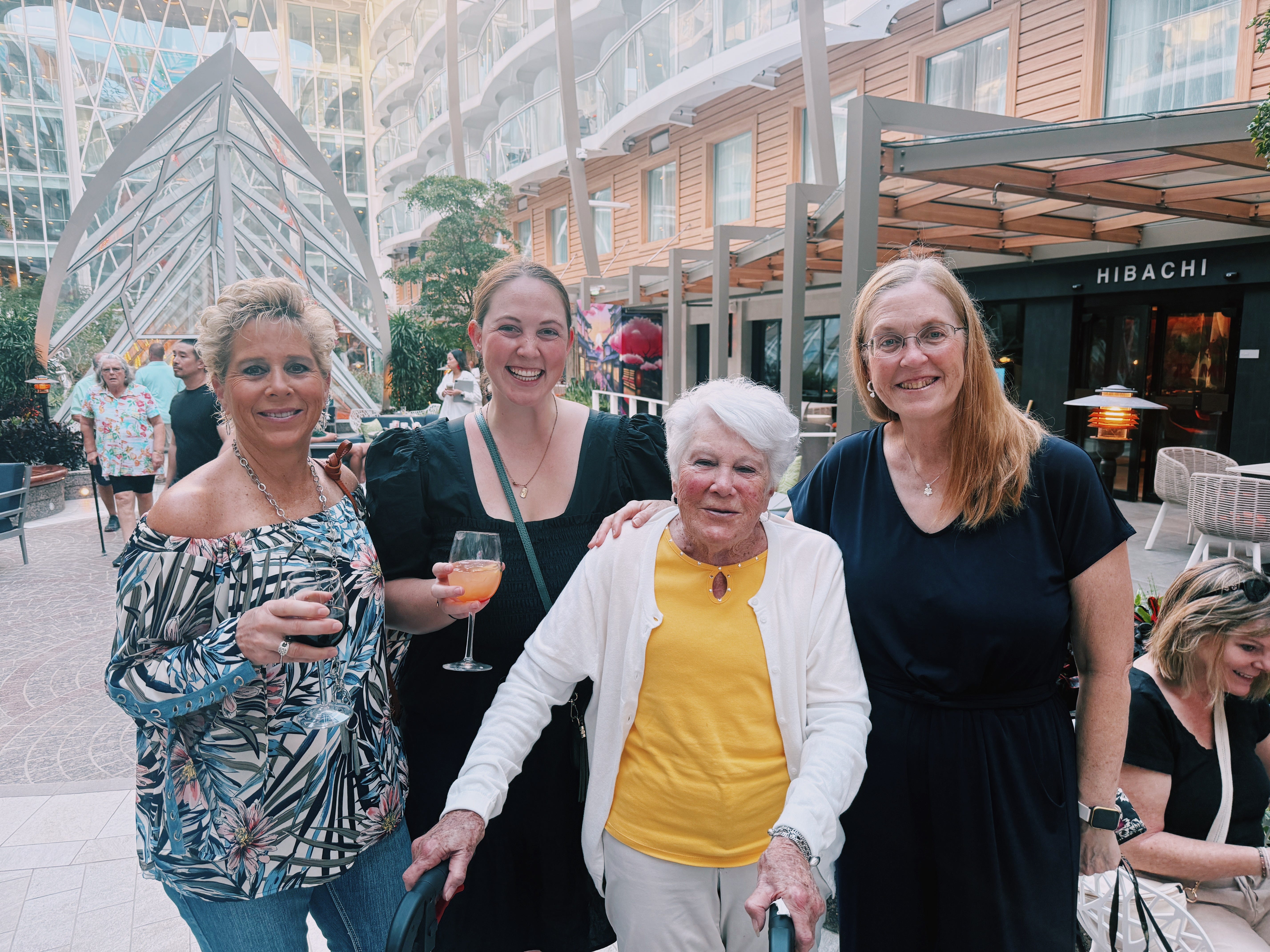 Author Allie Hubers and family members smiling on cruise
