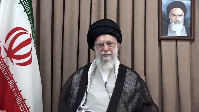 Ayatollah Ali Khamenei speaks in a televised message following the Israeli strikes.