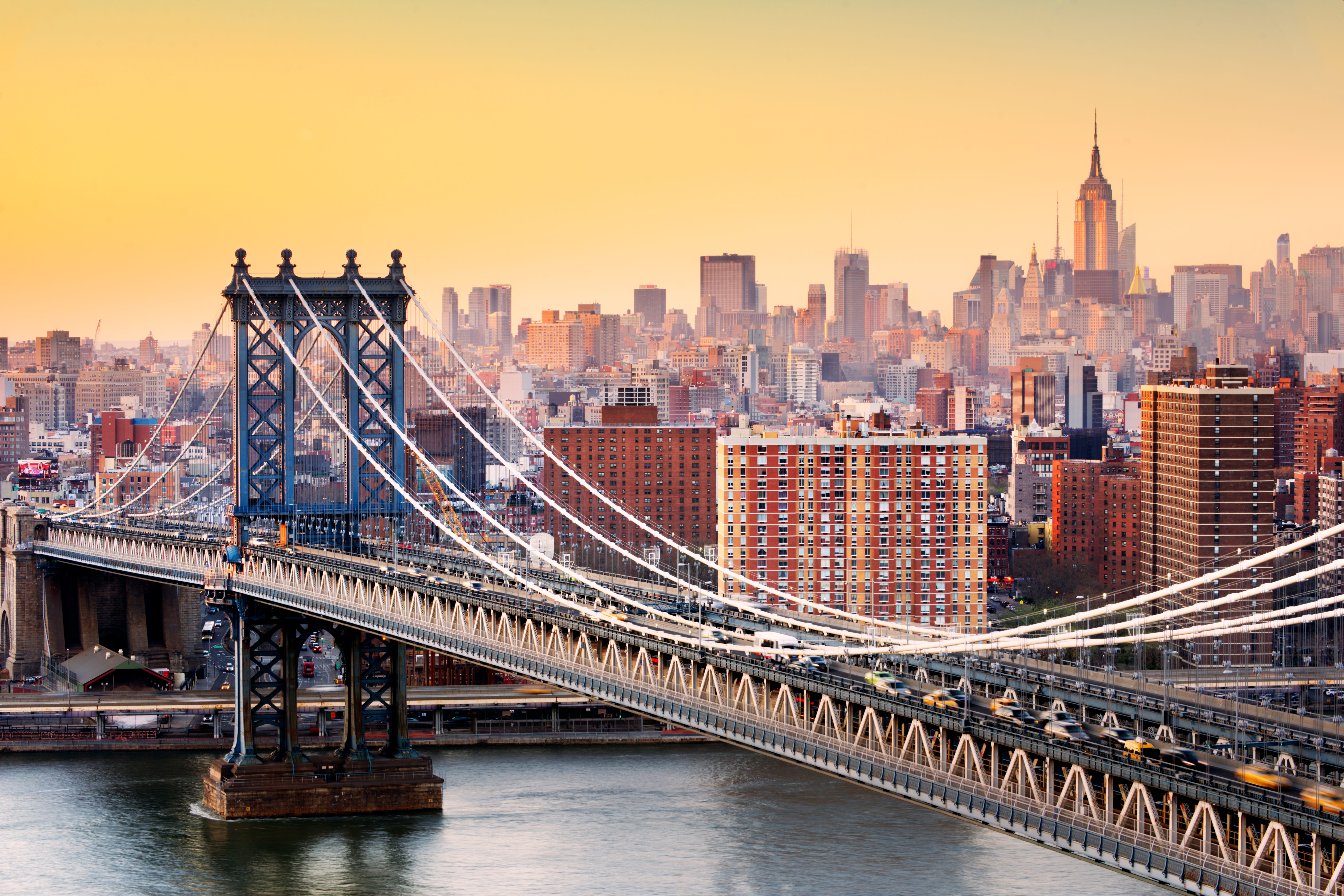Brooklyn Bridge looking over NYC