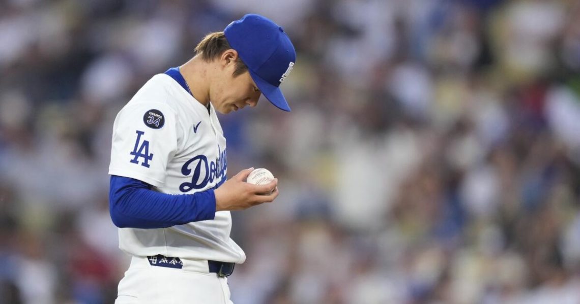 Yoshinobu Yamamoto struggles as Giants beat Dodgers to move into tie atop NL West