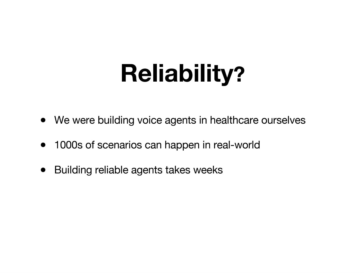 A slide about Cekura's emphasis on reliability.