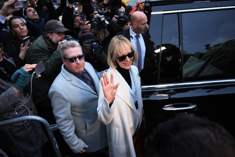 NEW YORK, NEW YORK - JANUARY 26: E. Jean Carroll leaves Manhattan Federal Court following the conclusion of her civil defamation trial against former President Donald Trump on January 26, 2024 in New York City. A jury awarded Carroll a total of $83.3 million dollars in her week long civil defamation trial against former President Trump, including $18.3 million in compensatory damages and $65 million in punitive damages, finding that Trump acted maliciously for one of the two statements at issue.  (Photo by Michael M. Santiago/Getty Images)