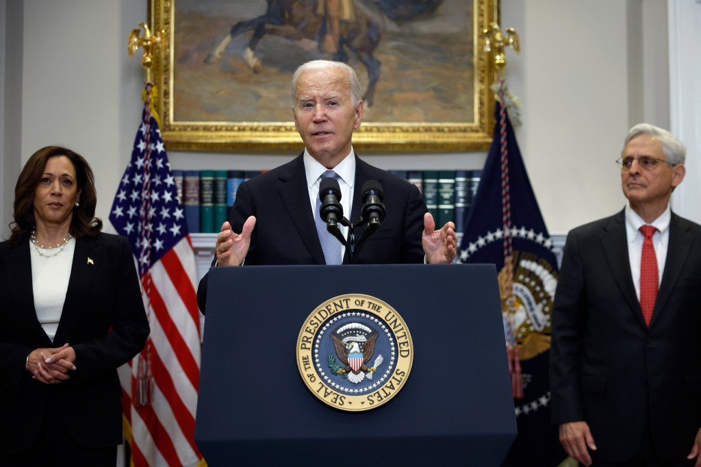Joe Biden speaks at the White House in July 2024
