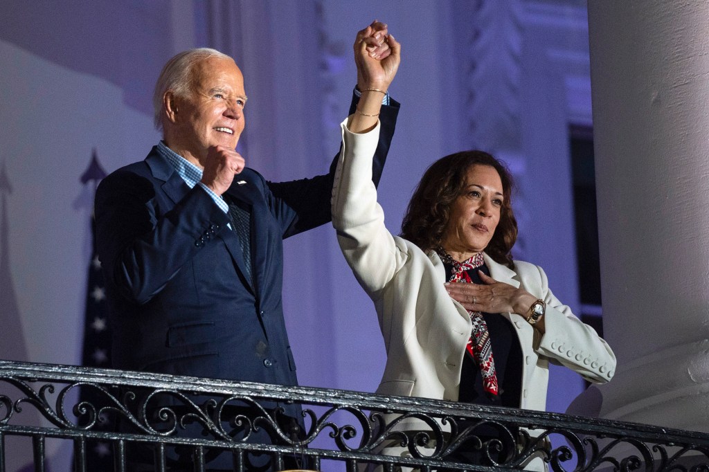 Joe Biden and Kamala Harris on the Fourth of July in 2024