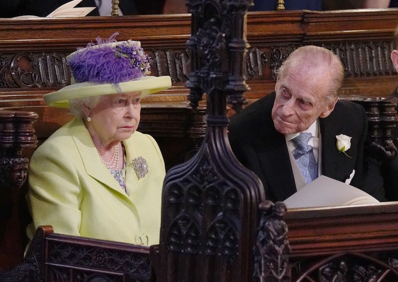WINDSOR, UNITED KINGDOM - MAY 19: Queen Elizabeth II looks on during  the wedding of Prince Harry to Meghan Markle on May 19, 2018 in Windsor, England. (Photo by  Jonathan Brady - WPA Pool/Getty Images)