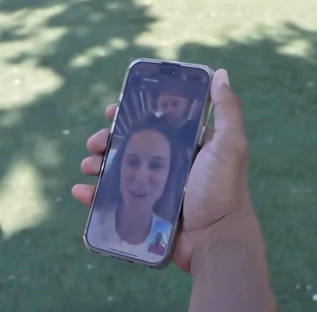 Marlon Lundgren Garcia and Aleph FaceTiming Natalie Portman. 