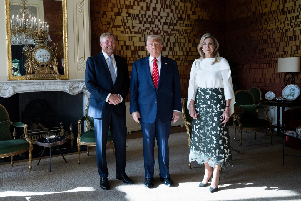 President Trump with King Willem-Alexander and Queen Maxima of the Netherlands at the NATO Summit.