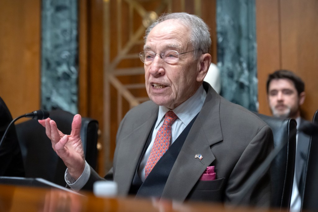 Senator Chuck Grassley speaking at a hearing.