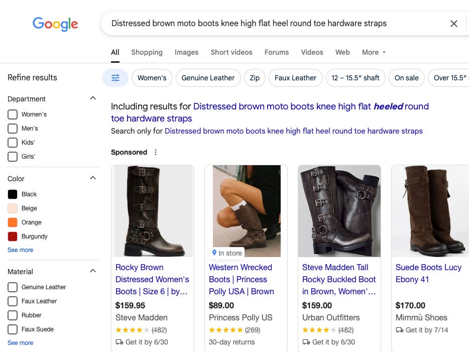 Google search results for brown boots