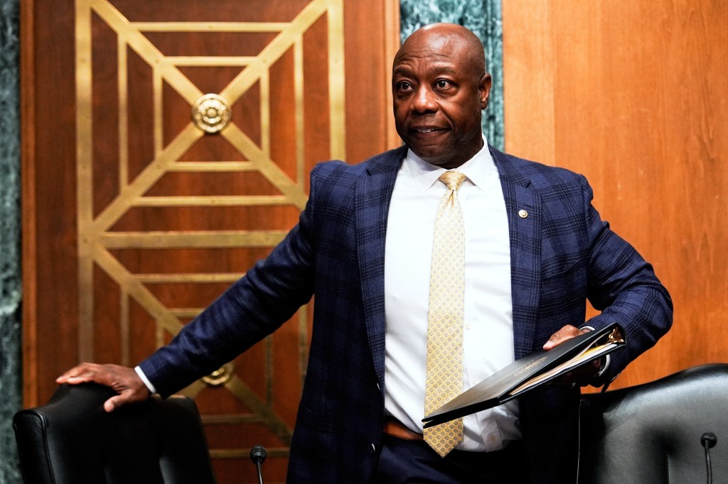Sen. Tim Scott at a Senate Banking Committee hearing.