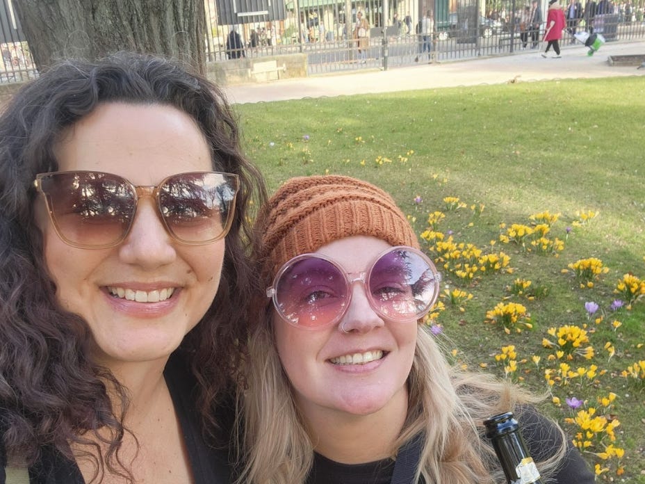 The writer and her friend in Paris together.