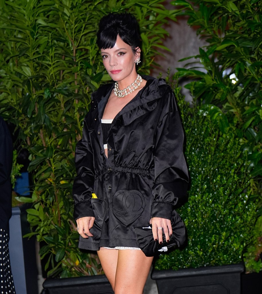 Lily Allen arrives at the CHANEL Tribeca Festival Artists Dinner on June 9, 2025 in New York City.