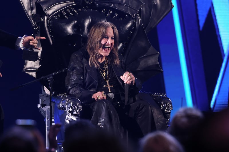 Ozzy Osbourne makes a rare public  appearance speaks onstage during the 2024 Rock & Roll Hall of Fame Induction Ceremony on October 19, 2024 in Cleveland, Ohio.