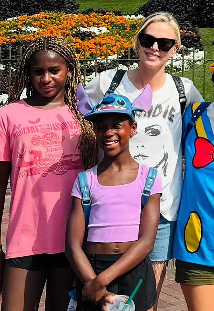 Charlize Theron with her two daughters.