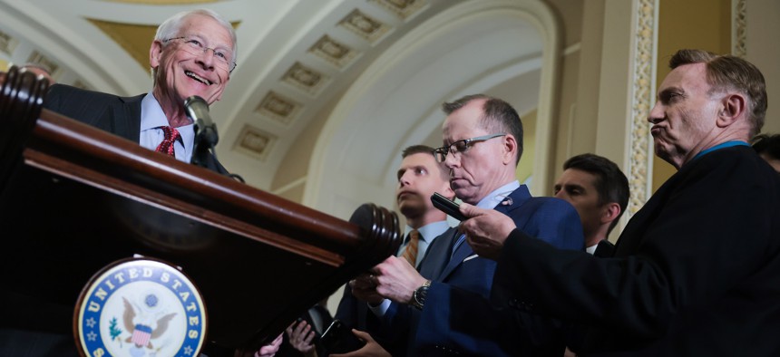 Sen. Roger Wicker, R.-Miss., speaks during a press conference at the U.S. Capitol Building on June 10, 2025.