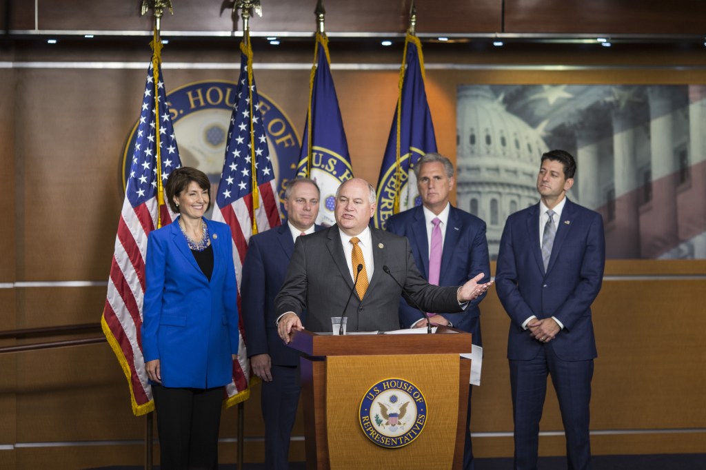 House Speaker Paul Ryan giving a news conference.