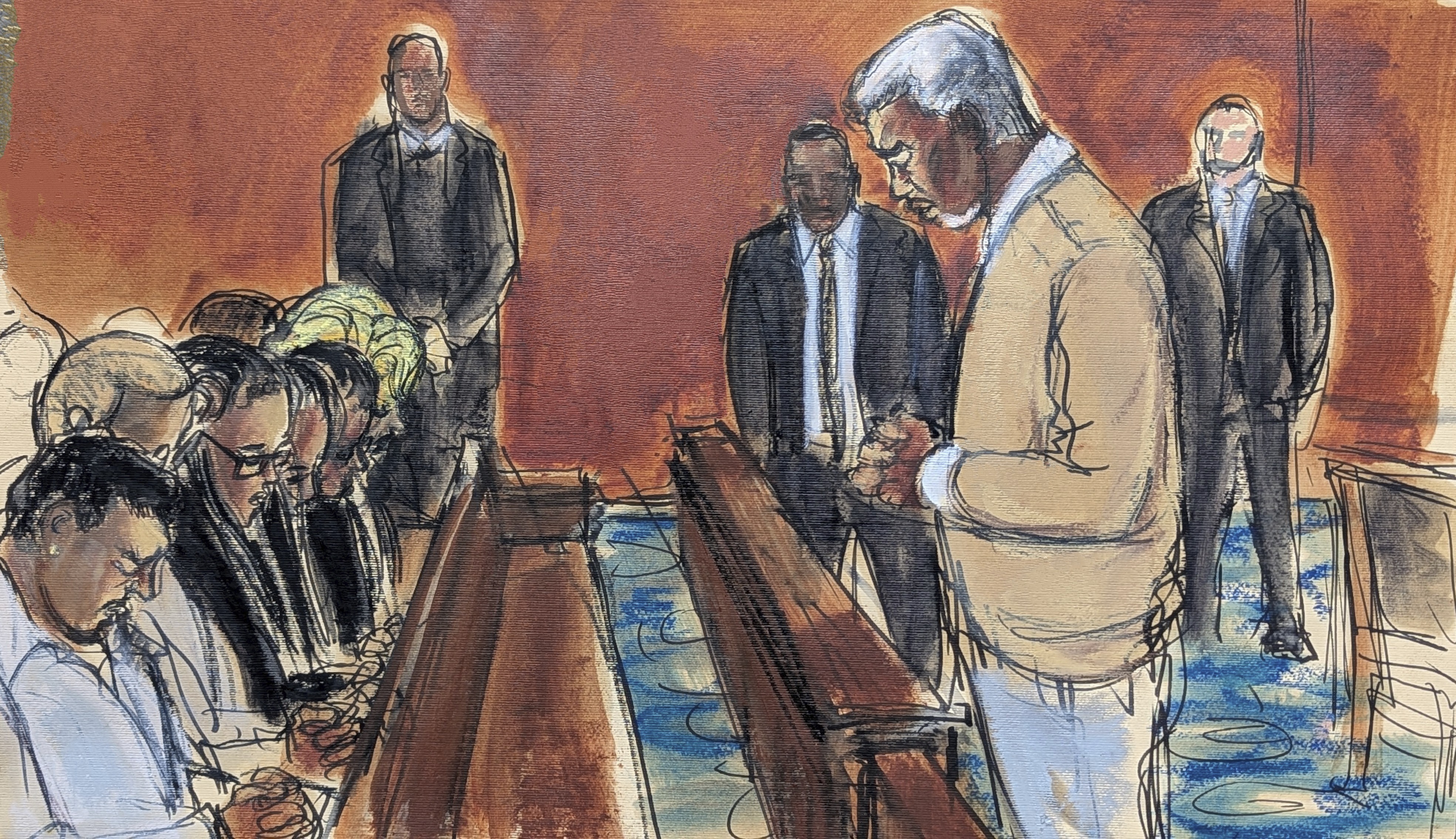 Sean Combs in a court sketch. 