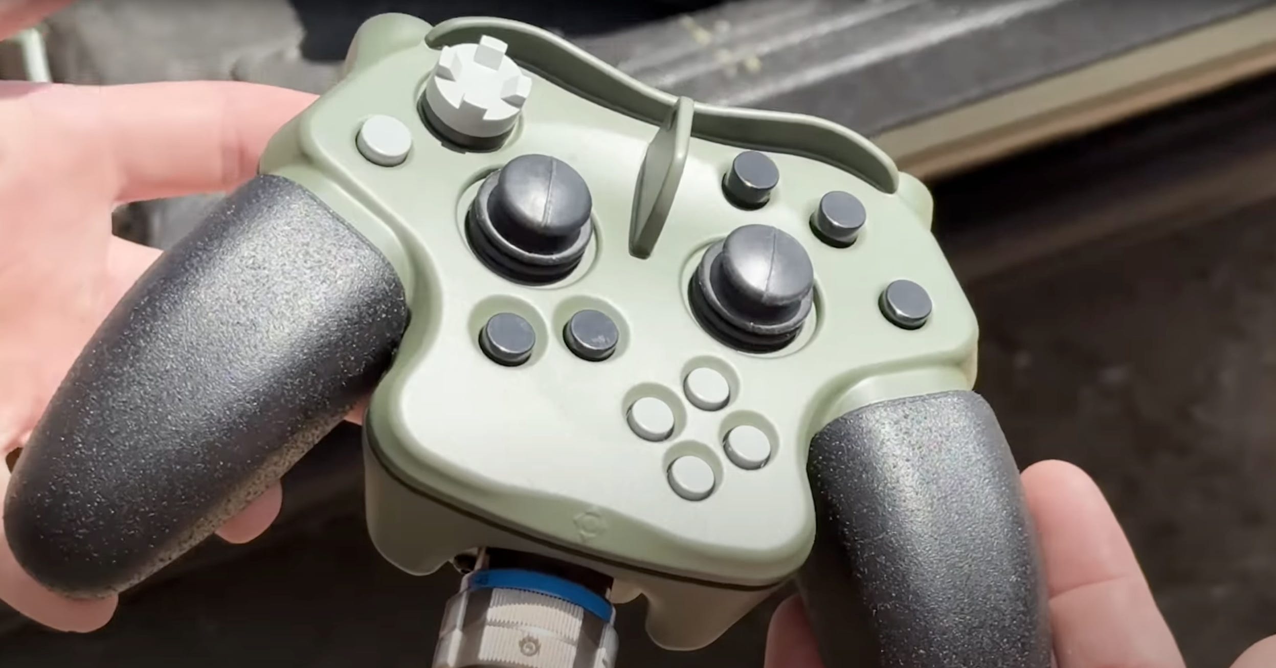 A gamepad controller for the Raven air defense system can be seen in this close up.