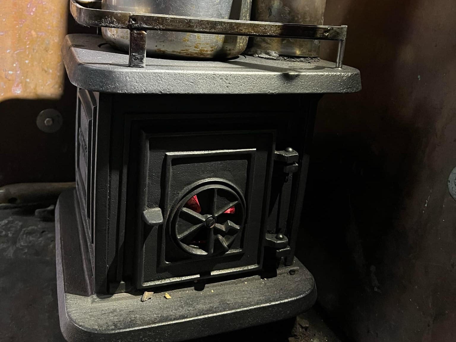 Wood stove on Manetta's boat