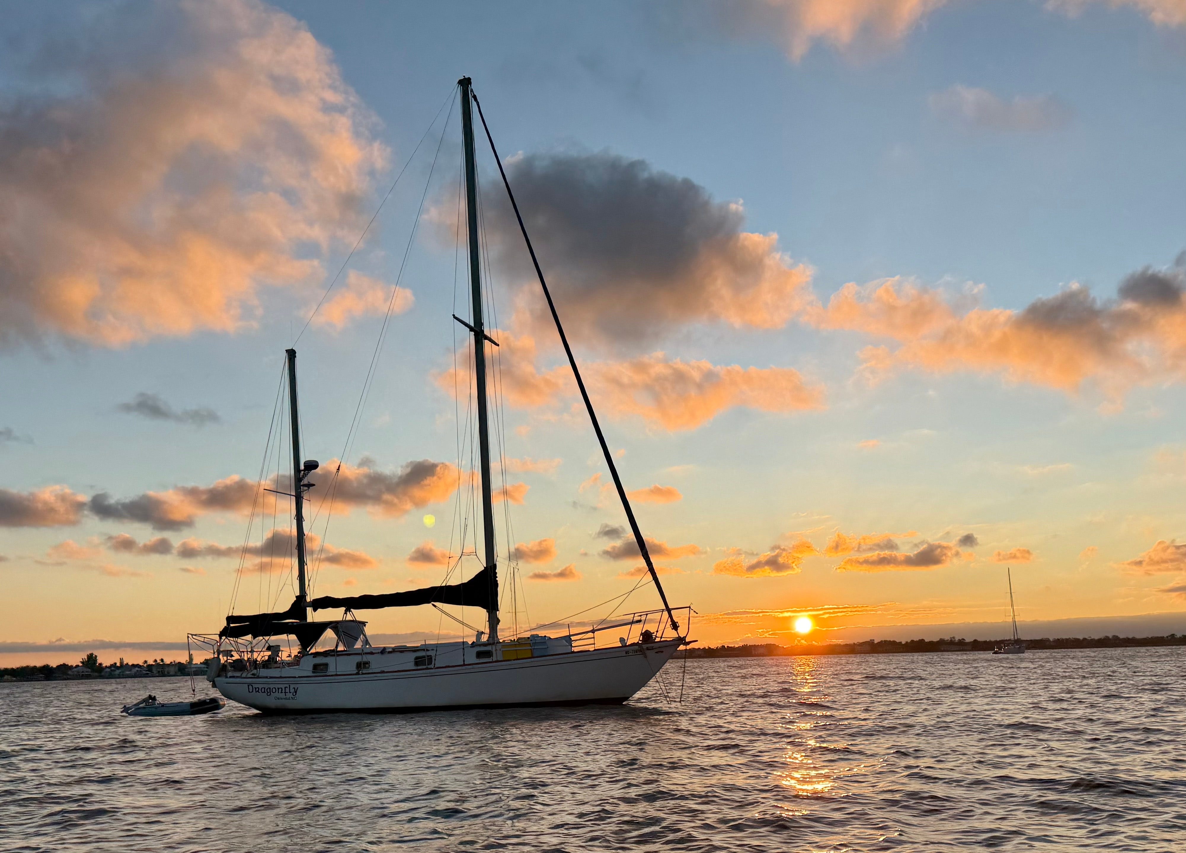 boat at sunset