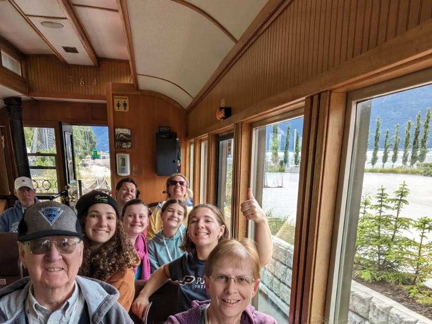 The writer's family on an off-shore excursion on their cruise.