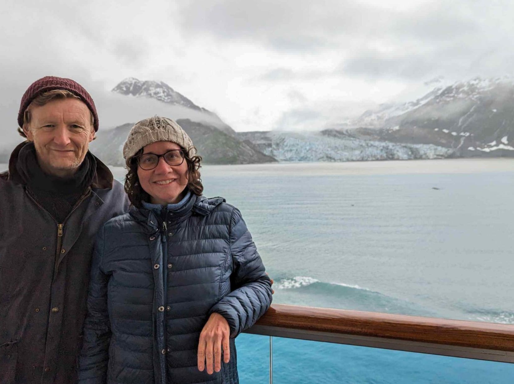 The writer and her husband on a cruise in Alaska.