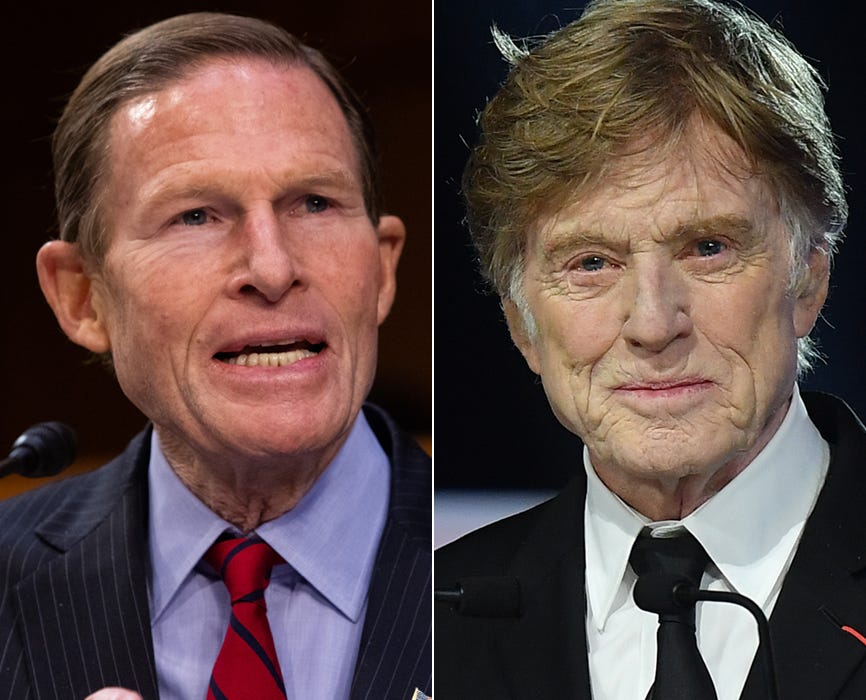 Richard Blumenthal and Robert Redford side-by-side