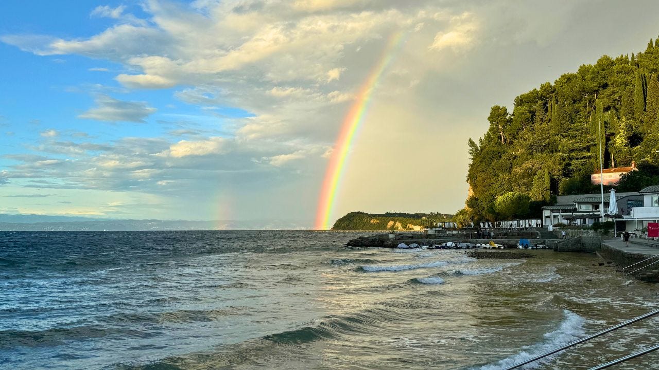 Rainbow above Slovenian Coastline