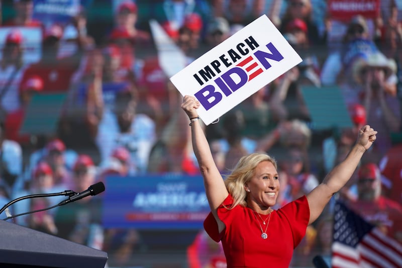 Marjorie Taylor Greene called out Biden in her Fourth of July giveaway video.