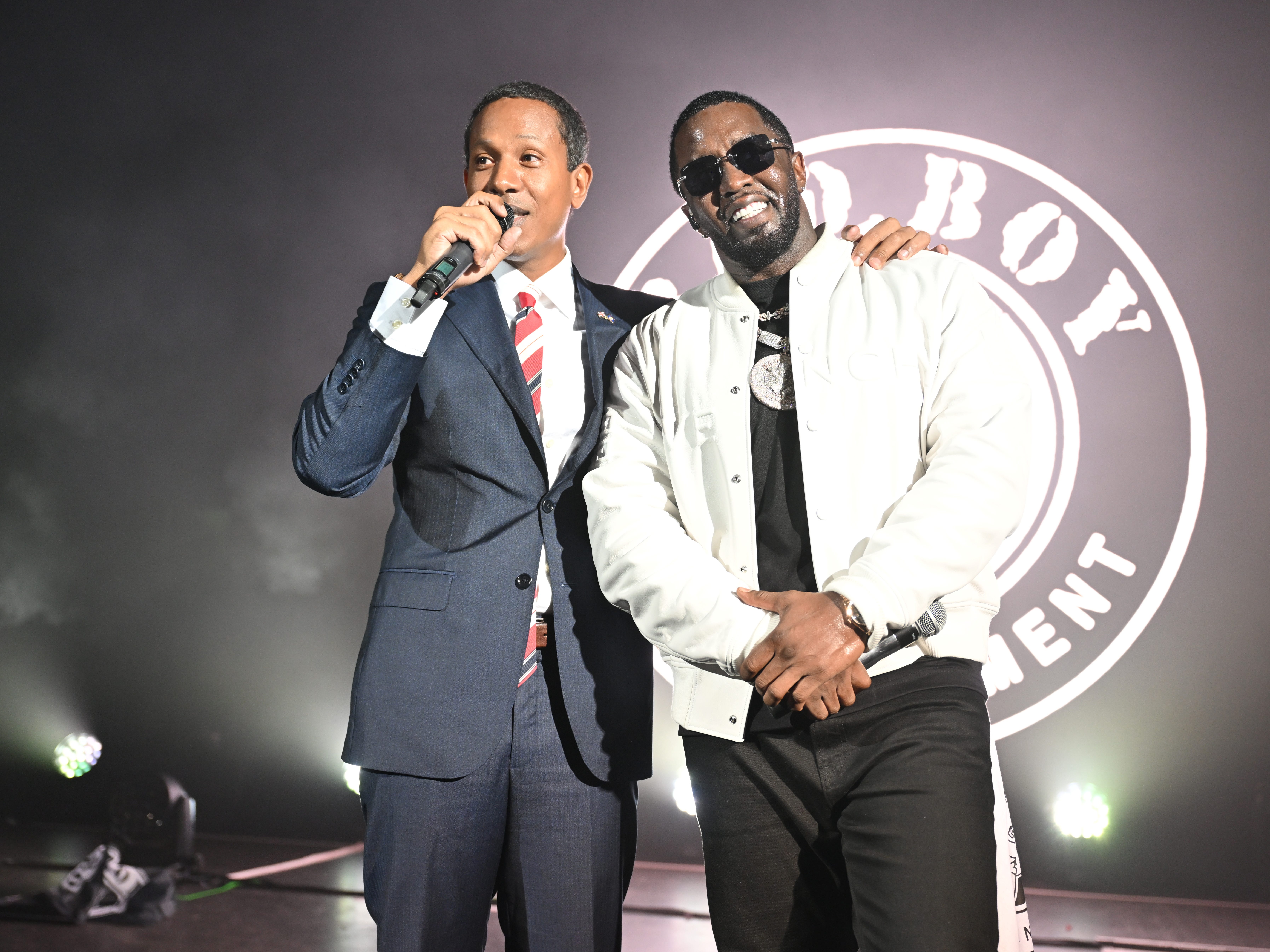 Shyne and Diddy onstage at O2 Shepherd's Bush Empire in a special one night only event at O2 Shepherd's Bush Empire on November 07, 2023