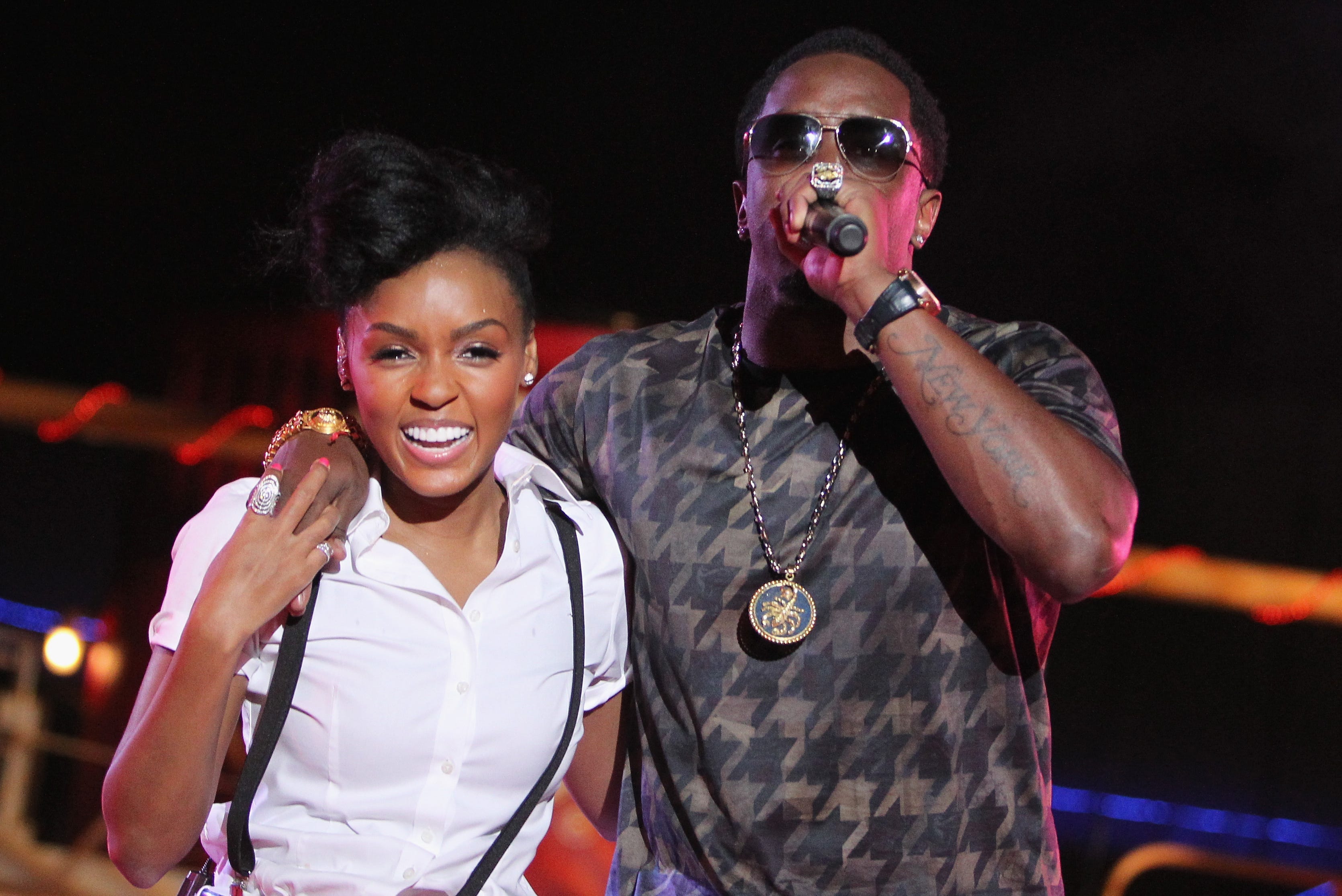 Janelle Monae and Sean "Diddy" Combs celebrate with Target the release of her new album "The Electric Lady" at Pier 84 on September 9, 2013