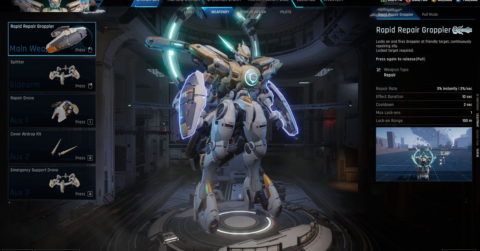 A Mecha Break screenshot showing the Pinaka Striker