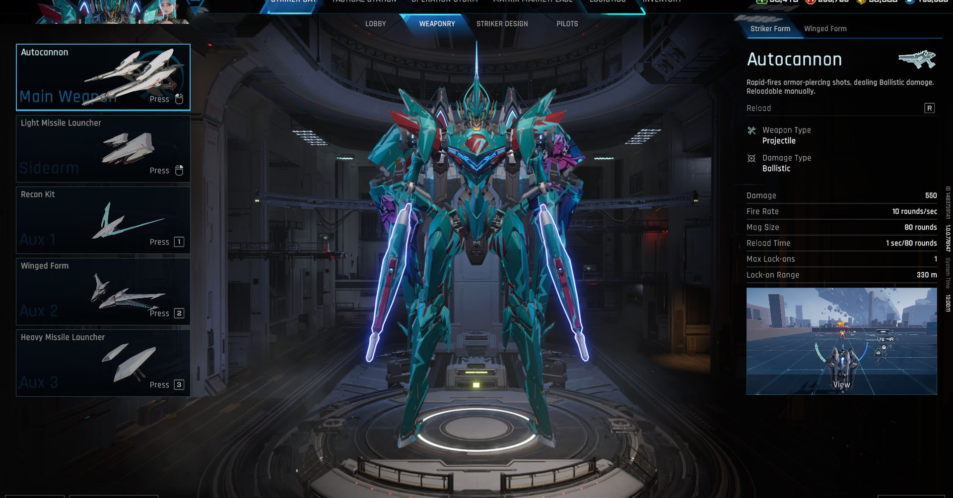 A Mecha Break screenshot showing the Falcon Striker
