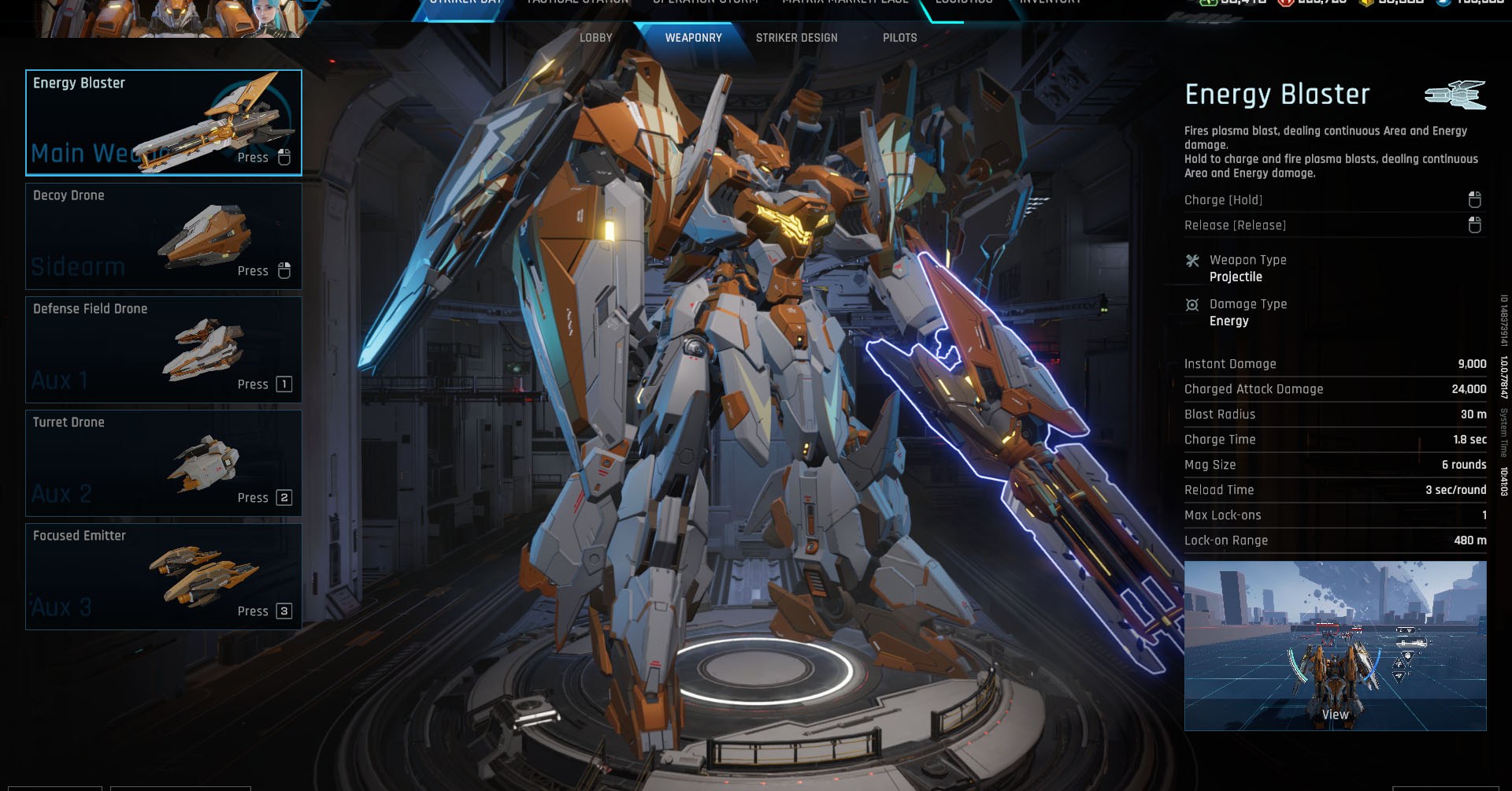 A Mecha Break screenshot showing the Hurricane Striker