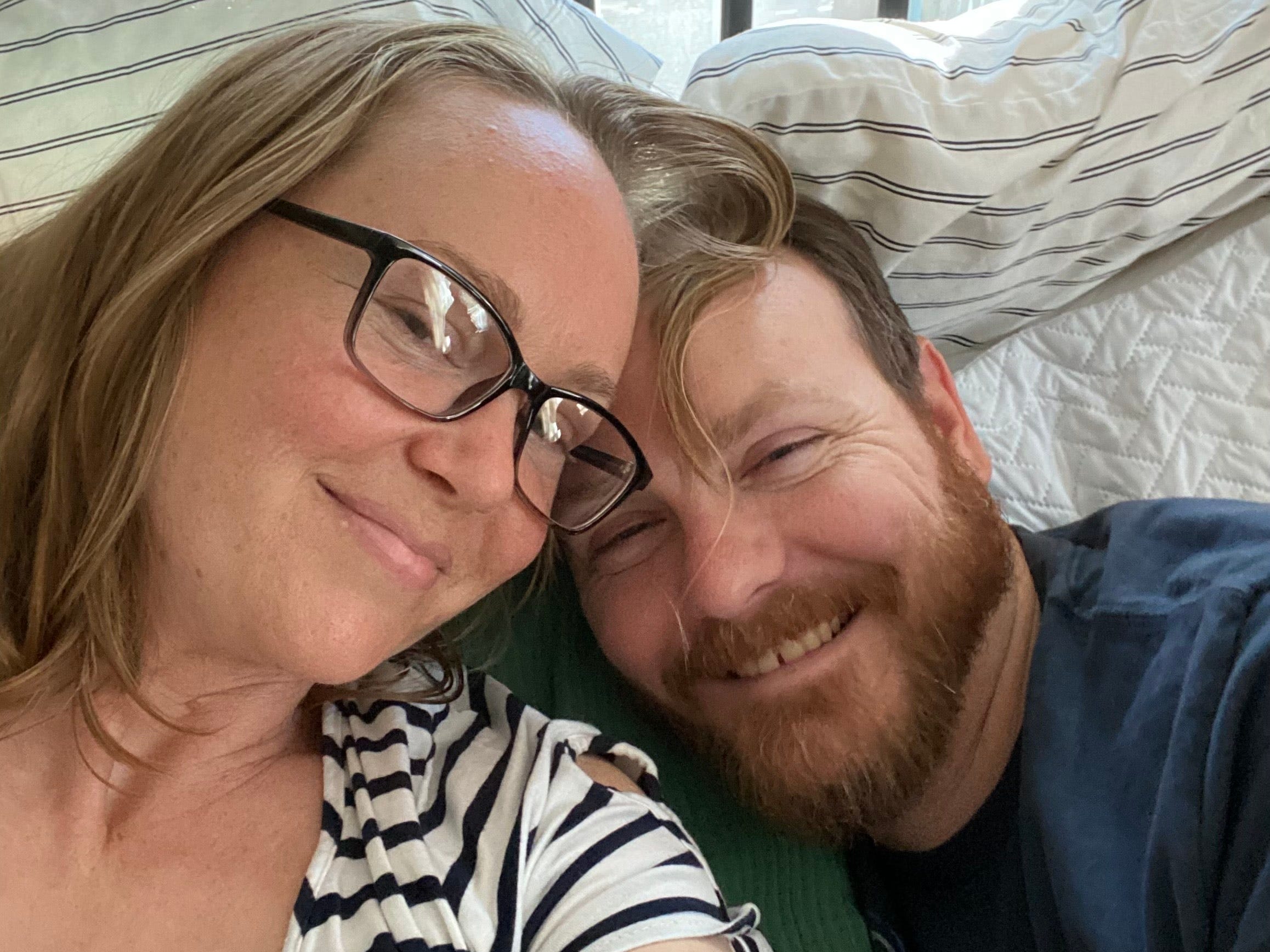 Ashley Archambault takes a selfie with her husband.