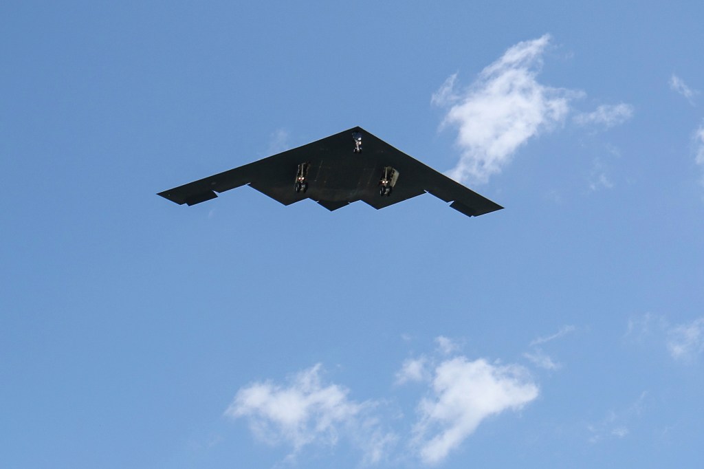 B-2 bomber in flight.