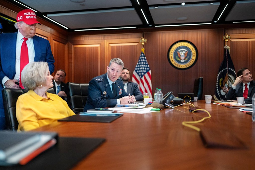 President Trump and cabinet members in the White House Situation Room.