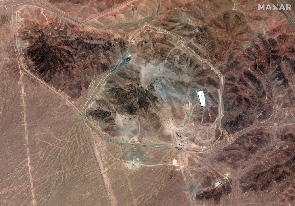 Satellite overview of the Fordow Fuel Enrichment Facility near Qom, Iran.