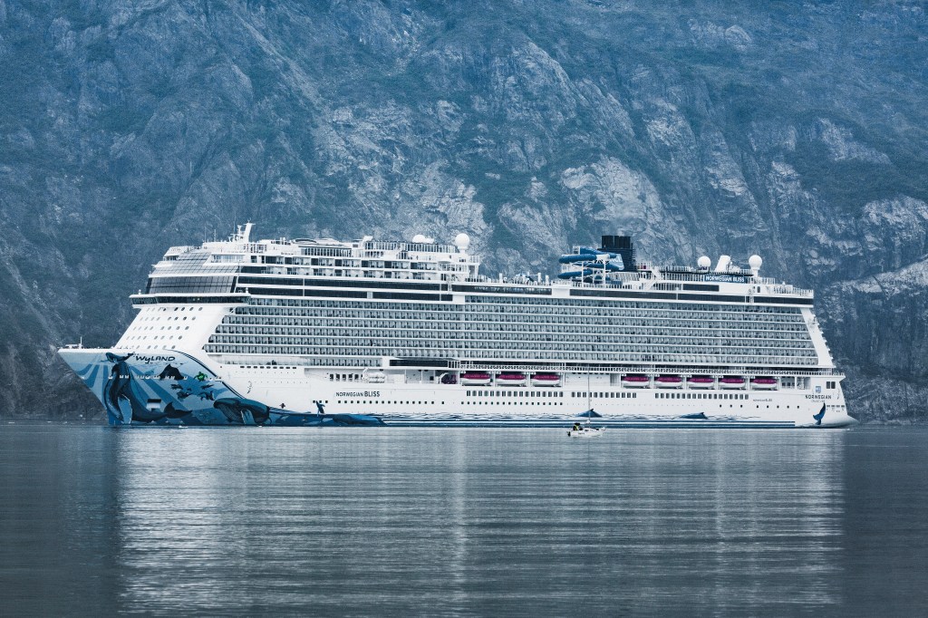 Norwegian Cruise's Norwegian Bliss sails through John Hopkins Inlet in Glacier Bay, Alaska on July 11, 2019.