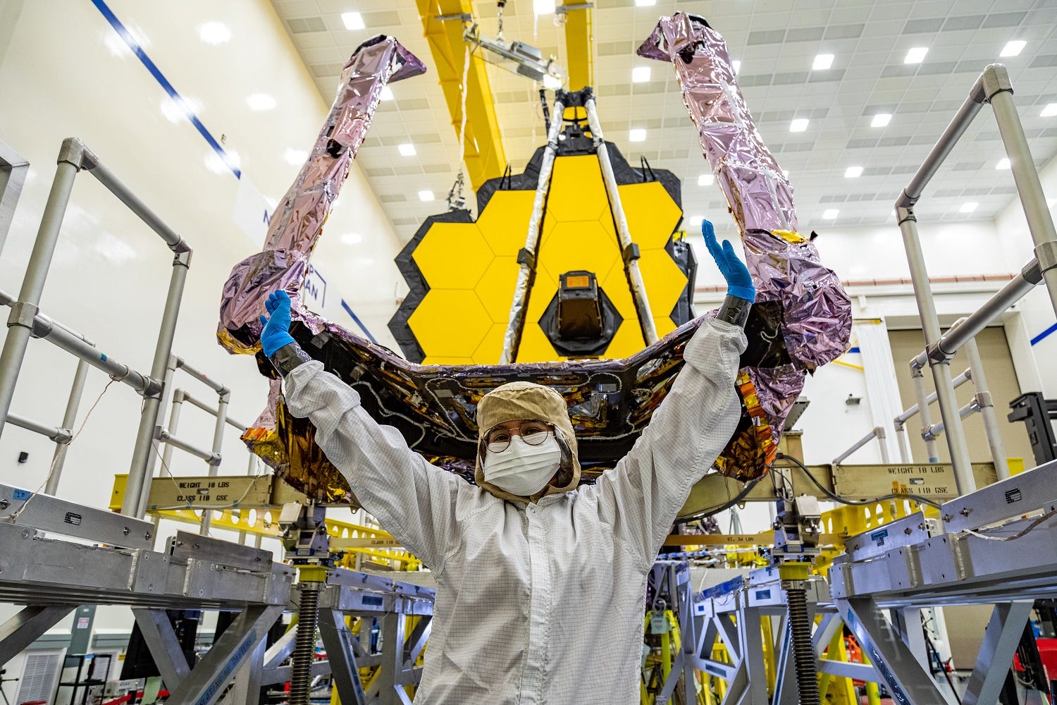 Karen Abarca of Northrop Grumman working on NASA's James Webb Space Telescope.