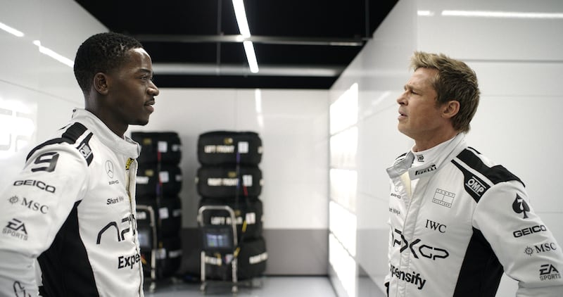 Damson Idris and Brad Pitt.
