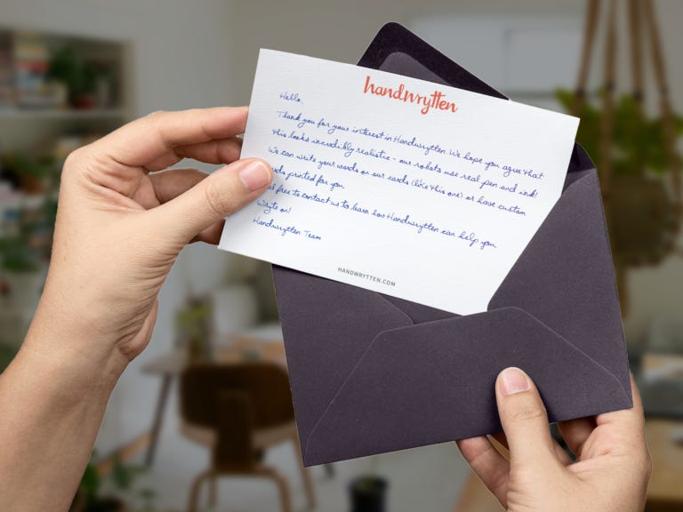 A letter written by one of Handwrytten's robots