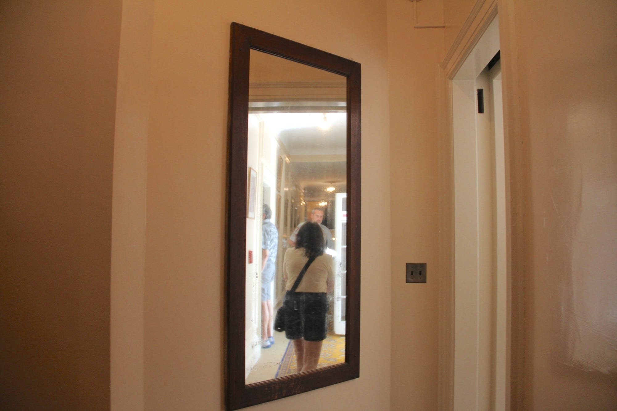 A hallway mirror used by the Secret Service.