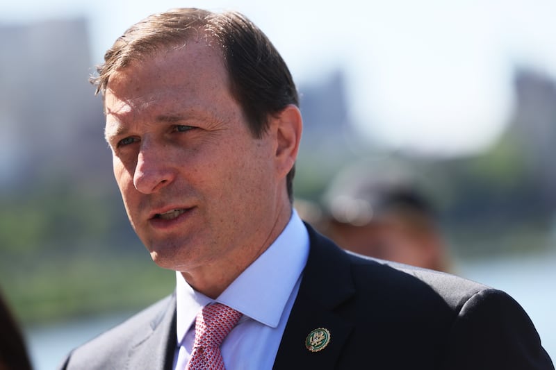 Daniel Goldman (D-NY) speaks during a press conference in New York City.